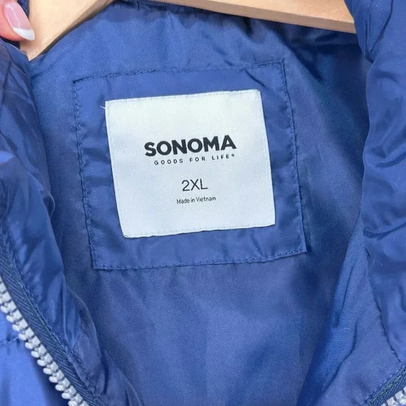 Sonoma 2XL men's blue + red puffer vest with side pockets Stranger Things Preppy - Picture 4 of 6